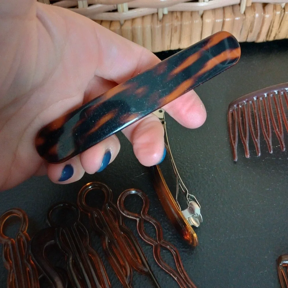 Vintage Tortoiseshell‎ Hair Barrette Comb Lot Goody Unbranded